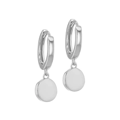 Image of Tuscany Silver Women&#039;s Sterling 7mm x 22.5mm Disc and Hoop Creole Earrings