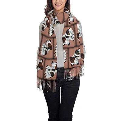 Image of ANGYANG Scarf Jack Russel Terrier Dog Womens Large Soft Cashmere Feel Shawls Wraps Light Stole 192x75 cm