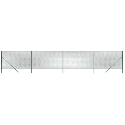 Image of vidaXL Chain Link Fence Green 1.4x10 m