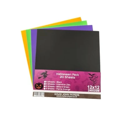 Image of DJP 12 x Halloween Coloured Blank Cardstock 240gsm 20 Sheets (5 Each Colour)