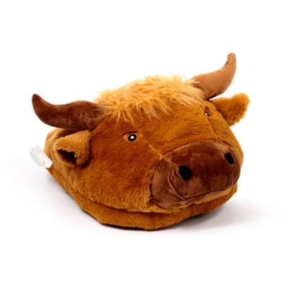 Image of Puckator Highland Coo Giant Single Slipper Foot Warmer House Sliders For Women Men Slip On Slippers Slides Ladies Flip Flops Sleepers Footwear