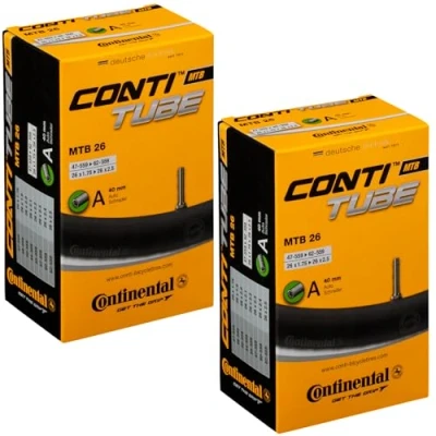 Image of Continental Unisex&#039;s MTB Tube 26&quot; Inner, Black, [47 559 &gt;62 559] Pack of 2