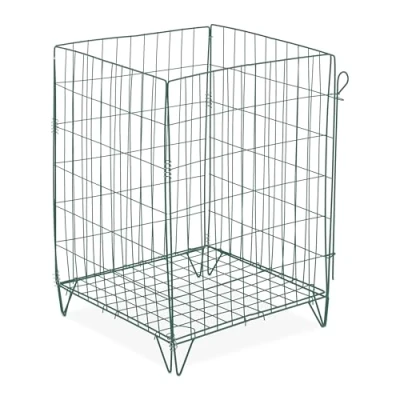 Image of Relaxdays Metal Bin, Bottom Grid and Legs, HxWxD: 68 x 46 cm, Wire Composter for Garden Waste, Steel, Green