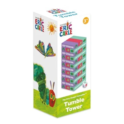 Image of Robert Frederick Very Hungry Caterpillar Tumble Tower Game Wooden Set With Dice Fun for Children to Learn Hand and Eye Coordination