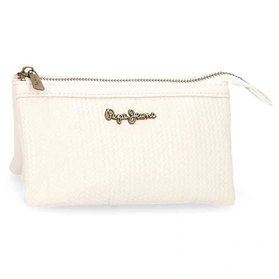 Image of Pepe Jeans Lena Purse Three Compartments White 17.5x9.5x2 cm Synthetic Leather