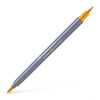 Image of Faber Castell Creative Studio Goldfaber Aqua Dual Marker, Dark Chrome Yellow, Single For Art, Craft, Drawing, Sketching, Home, School, University, Colouring