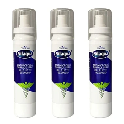 Image of Nilaqua Surface Spray, Pocket Sized For On The Go Hygiene, Alcohol Free and Gentle To All Surfaces 100ml Trio Pack