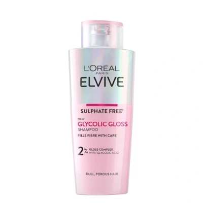 Image of L&#039;Oreal Paris Elvive Glycolic Gloss Shampoo, With Complex and Acid, Fills Seals Hair Fibres, for Long lasting, Smooth Shiny Hair, Sulphate Free, Ideal Dull 200ml