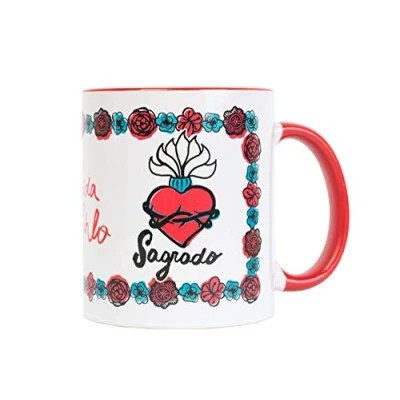 Image of Grupo Erik Frida Kahlo Pasion Ceramic Mug 35 cl 350 ml 3.74 x 3.15 inch 9.5 8 cm Coffee Tea Gifts