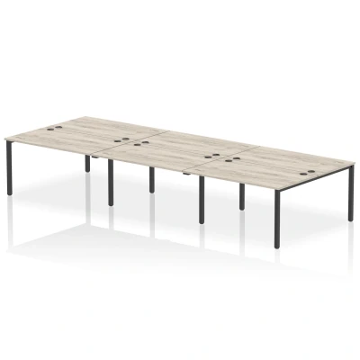 Image of Impulse Bench B2B 6 Person 1400 Black Frame Office Desk Grey Oak