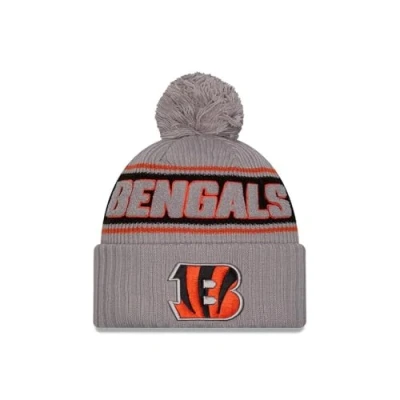 Image of New Era Cincinnati Bengals NFL 2024 Sideline Sport Knit Grey Bobble Hat