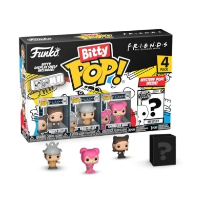 Image of Funko Bitty Pop! Friends Monica As Catwoman 4PK Geller, Ross Chandler Bing and A Surprise Mystery Mini Figure Gift Idea Cake Topper