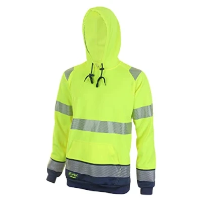 Image of Be Seen Hi Viz Two Tone Hoodie Sweatshirt Colour=Yellow/Navy Size=XXL
