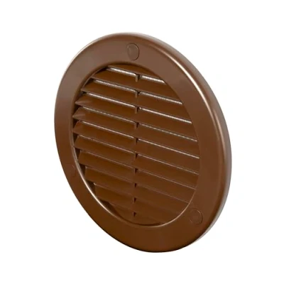 Image of Awenta Plastic Air Vent Grille Cover 100 mm 4 inch, Brown with Insect Grid Fly Net, Screw Hole Covers for Better Look