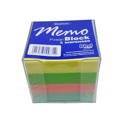 Image of Stephens Note Paper Memo Block Dispenser Pastel Colour, Ideal Desk Holder For Taking Phone Message, Jotting Down Shopping Lists, Dates And Upcoming Events, Home, Office, Business School