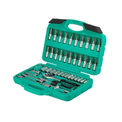 Image of Socket Wrench Set 46 pcs 1/4&quot; with Ratchet and Adapter Made of Chrome Vanadium Steel I Inserts PH PZ Tool Box from WIESEMANN 1893 80089