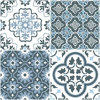 Image of WallPops FP2951 Leyton Peel &amp; Stick Floor Tiles, Blue, 12 x inches