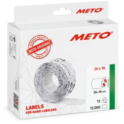 Image of Meto Price Gun Labels (26x16 mm, Two line, 12,000 Labels, White, Permanently Adhesive, for METO, Contact, Sato, Avery, Tovel, Samark etc.)