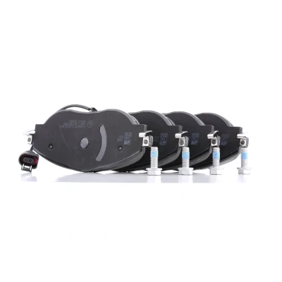 Image of 7N0698151A, 7N0698151C Brake pad set FEBI BILSTEIN 16868 Front Axle incl. wear warning contact with screw VOLKSWAGEN: Tiguan II, Sharan II