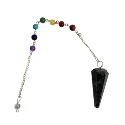 Image of VIE Pendulum with 7 Chakra Beaded Chain, Larvikite, Multicolor, One Size