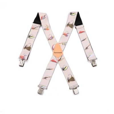 Image of Barnwell Fishing Trouser Braces Suspenders Heavy Duty Metal Clips 50mm Wide Adjustable Elastic Work Fly Hook