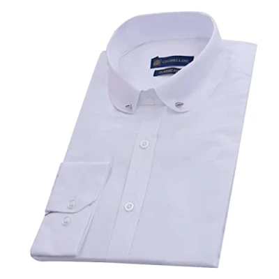 Image of TruClothing Men&#039;s Smart Casual Club Collar White Dress Shirt 1920s Peaky with Bar Poplin Pin M