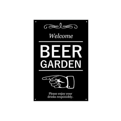 Image of Stylish and Bold, Beer Garden This Way, Sign Ideal for pubs, hotels, restaurants, Interior Exterior, with drill holes (LEFT)