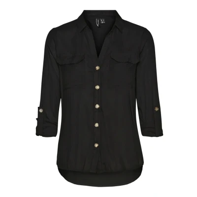 Image of Vero Moda Bumpy NEW NOOS Buttondown blouse, Women&#039;s, Size: Small, Black