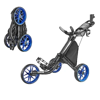 Image of CaddyTek Unisex Caddylite V8 EZ fold 3 Wheel Golf Push Cart Version 8, Blue, Blue