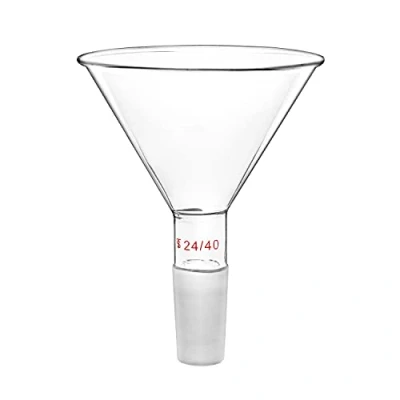 Image of QWORK® Glass Short Stem Powder Funnel Filter for Lab with 100mm Top O.D and 24/40 Inner Joint