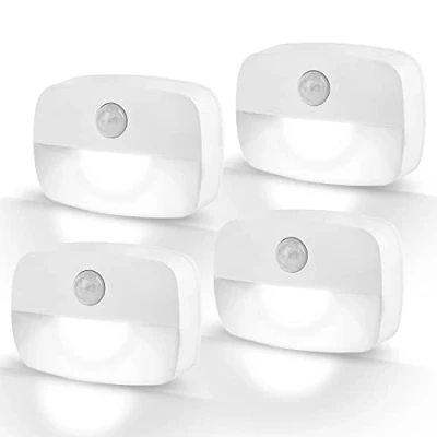 Image of LED Motion Sensor Night Light, [4 Pack] Stick On Light by Battery Powered, Stair Lights Sensor, Auto/ON/Off Indoors for Toilet, Hallway, Closet, Kitchen, Children&#039;s Room