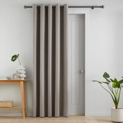 Image of Catherine Lansfield Wilson Blackout Thermal 117x213cm Door Panel Grey