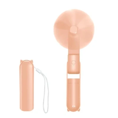 Image of Jsdoin Hand Held Fan, USB Rechargeable Portable Handheld Fan with 3 Speeds Mini Pocket Foldable Travel Power Bank Desktop Fans Lanyard for Home Office Outdoor(Pink)