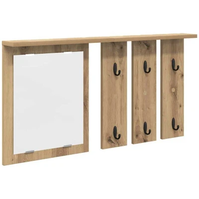 Image of Wall mounted Coat Rack with Shelf Mirror Artisan oak 85 x 10 45 cm Vidaxl