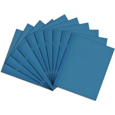 Image of Rhino 8 x 6.5 Exercise Books, 48 Page / 5mm Squared Paper Notebook, 10 Pack, Writing Book, Office &amp; School Stationery Supplies, Light Blue
