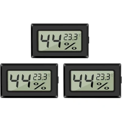 Image of EEEKit 3 Pack Hygrometer Thermometer, LCD Digital Mini Temperature Meter Humidity Gauge for Greenhouse Car Office, Black