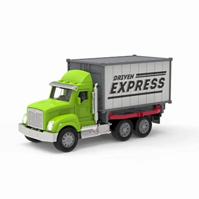 Image of DRIVEN by Battat Micro Container Toy Truck with Lights &amp; Sounds Small Shipping Vehicle Realistic for Kids Movable Parts, 3 Years +