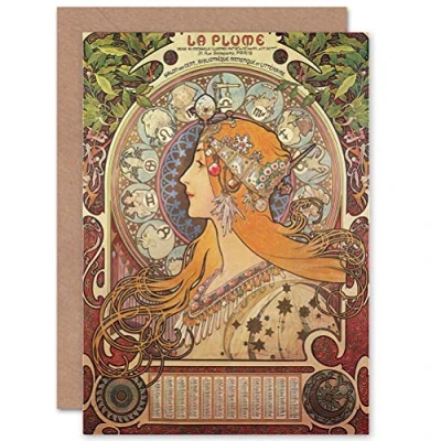 Image of Wee Blue Coo ALPHONSE MUCHA NOUVEAU OLD MASTER PAINTING REPRO BLANK GREETINGS CARD