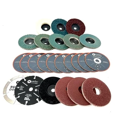 Image of Wellerwerkzeuge I XXL Accessory Set Diameter 76 x 10 mm Suitable for Mini Battery Angle Grinder e.g. Bosch GWS 12 V 10.8 Cutting Discs Flap