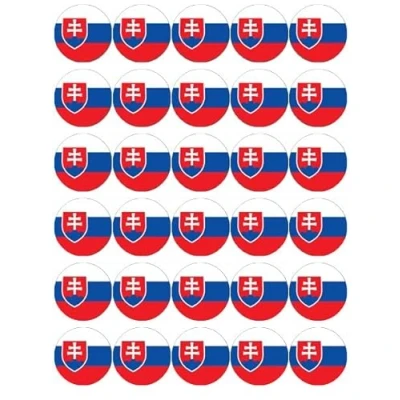 Image of 30 Slovakia Flags Cupcake Toppers Edible Wafer Paper Fairy Cake Birthday Decorations