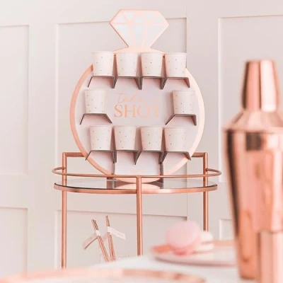 Image of Ginger Ray Hen Party Rose Gold Foiled Ring Shot Wall Holder Wedding