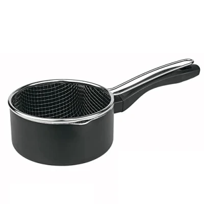 Image of MGE Deep Fat Fryer Set Induction Chip Pan with Basket Aluminium Frying for Straining French Fries and Various Foods 18 cm