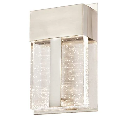 Image of 63490 Cava II One Light Dimmable LED Outdoor Wall Fixture, Brushed Nickel Finish with Bubble Glass