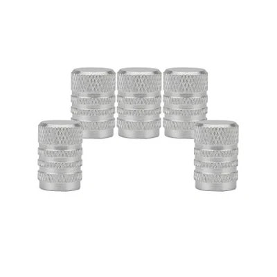 Image of SENZEAL 5Pcs Tyre Valve Dust Cap Round Style Universal Tire Stem Caps Aluminum Car for Bikes Cars Motorcycles Trucks Silver