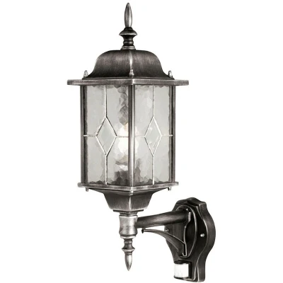 Image of Wexford 1 Light Outdoor Motion Sensor Lantern Black Silver IP43, E27