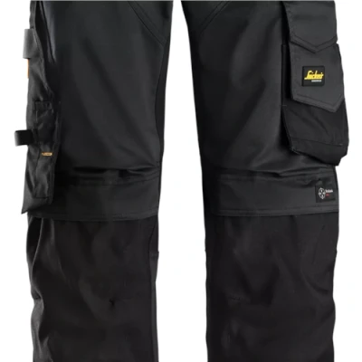 Image of Snickers AllroundWork Stretch Loose Fit Work Trousers Holster Pockets Black/Black 258