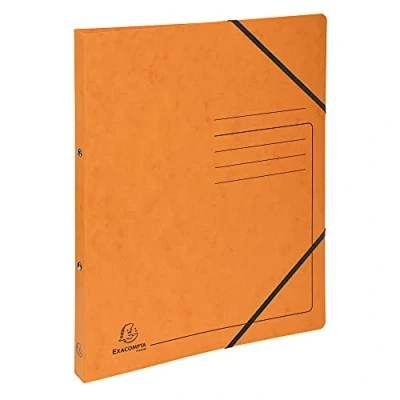 Image of Exacompta ref. 542554E 1 Printed glossy card binder with rubber bands 2 round rings 15 mm diameter Spine 20 External dimensions: 32 x 25 cm A4 file format Colour: orange