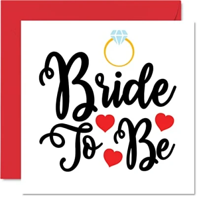 Image of Engagement Cards for Couples Bride To Be Congratulations Happy Gifts, Congrats Well Done Card, 145mm x Wedding Marriage Greeting Fiance Fiancee