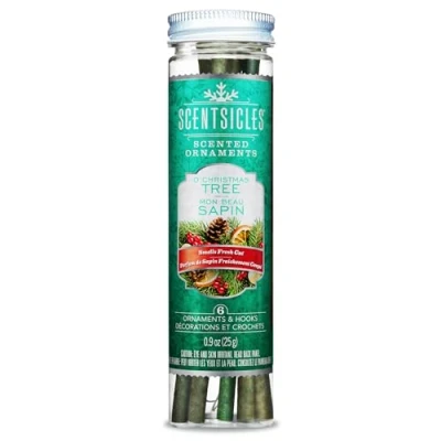 Image of Scentsicles O Christmas Tree Scented Chrismas Ornaments with Hooks 1 Bottle (6 Sticks Total)