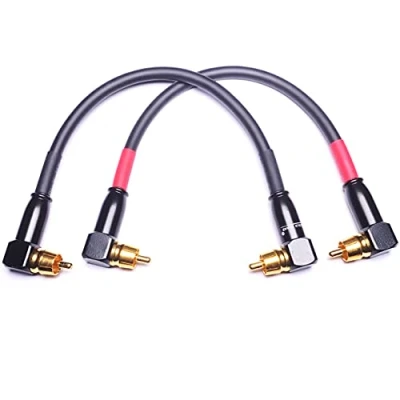 Image of CESS 137 1f Right Angle RCA Preamp Jumpers Male to Patch Cable, 12 AWG, 2 Pack (1 Foot)